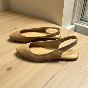 Old Navy Tan Faux Suede Slingback Pointed Toe Flats Women’s size 7 French Girl